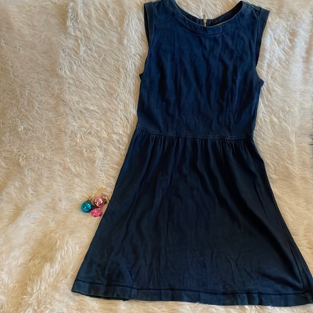 LOFT Dark Blue Indigo Short Sleeve Cotton Dress